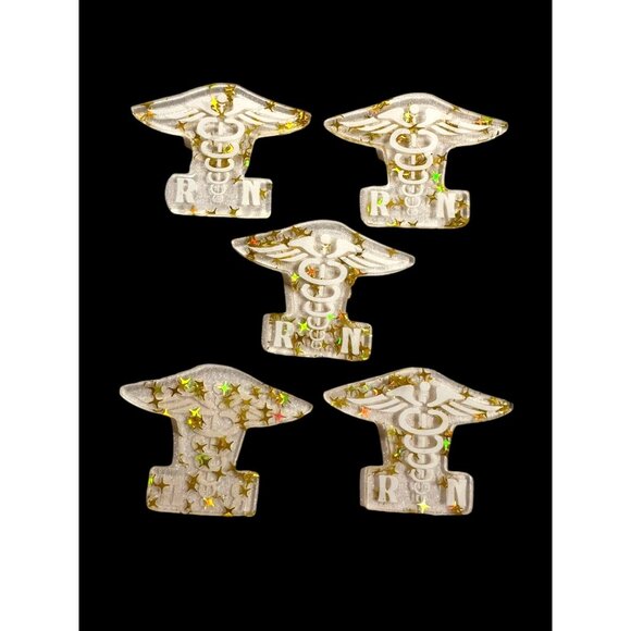 10 pc glitter RN Nurse acrylic flat back charm for badge reels keyrings earrings - Picture 1 of 4